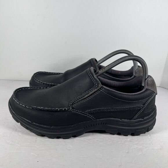 Skechers Braver Rayland Slip On Black Moc Toe Loafers Shoes Men's Size 7.5 - Picture 3 of 8